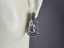 Load image into Gallery viewer, Womens Estate Sterling Silver Aquamarine Earrings 5.4g E7435