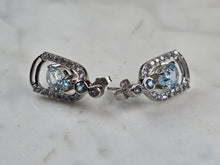 Load image into Gallery viewer, Womens Estate Sterling Silver Aquamarine Earrings 5.4g E7435