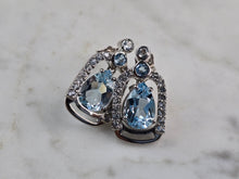 Load image into Gallery viewer, Womens Estate Sterling Silver Aquamarine Earrings 5.4g E7435