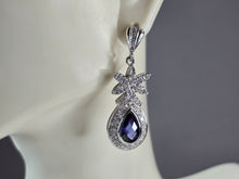 Load image into Gallery viewer, Womens Vintage Estate Sterling Silver Tanzanite CZ Stud Earrings 9.5g E7439