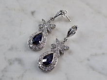Load image into Gallery viewer, Womens Vintage Estate Sterling Silver Tanzanite CZ Stud Earrings 9.5g E7439