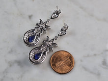 Load image into Gallery viewer, Womens Vintage Estate Sterling Silver Tanzanite CZ Stud Earrings 9.5g E7439