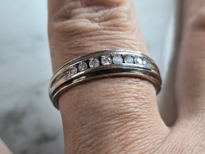 Mens Vintage Estate 14K White Gold Diamond Ring, 5.0g E7441
