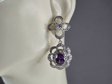 Load image into Gallery viewer, Womens Estate Sterling Silver Amethyst Earrings 8.4g E7448