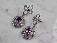 Load image into Gallery viewer, Womens Estate Sterling Silver Amethyst Earrings 8.4g E7448