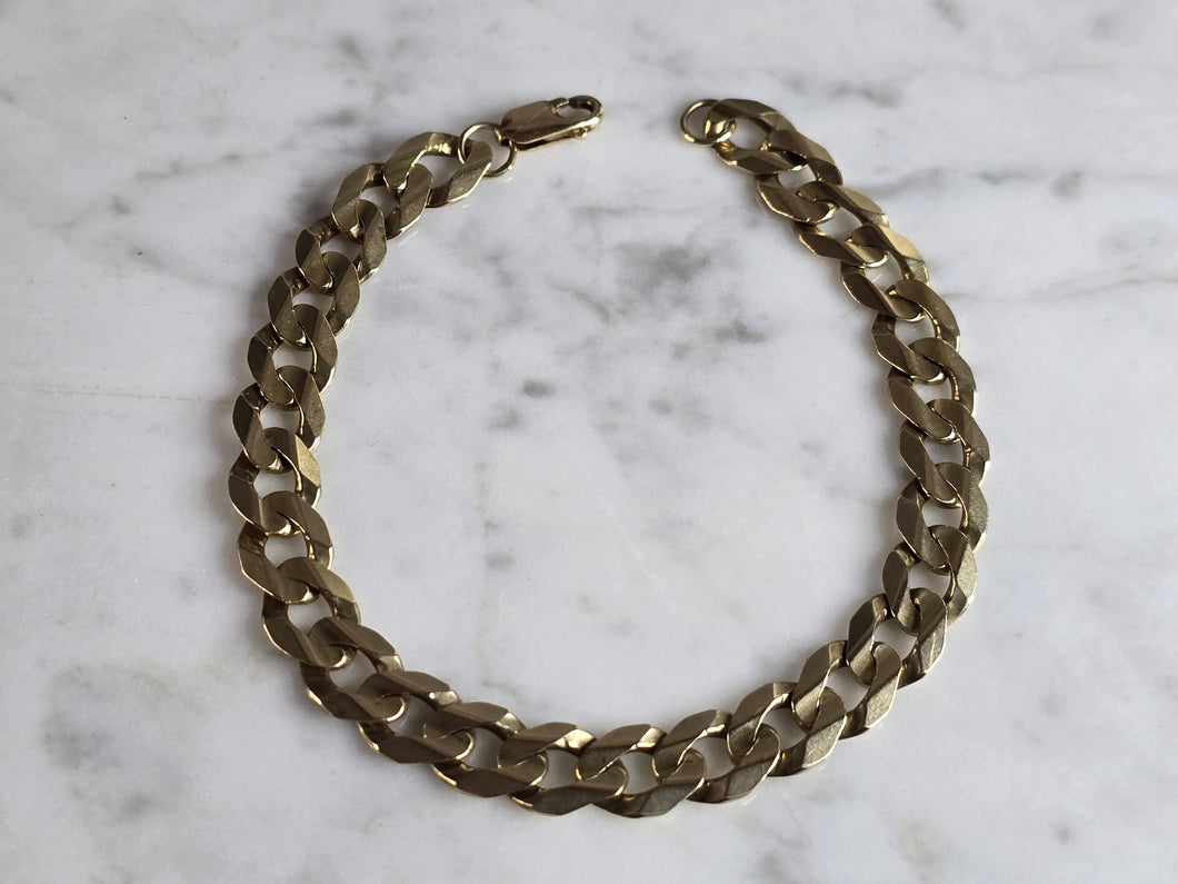 Mens Vintage Estate 14K Yellow Gold Cuban Link Bracelet  15.4g E7450