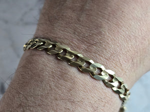 Mens Vintage Estate 14K Yellow Gold Cuban Link Bracelet  15.4g E7450
