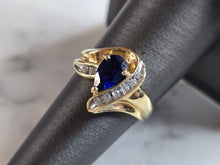 Load image into Gallery viewer, Womens Vintage Estate 10K Gold Diamond &amp; Sapphire Ring, 3.2g E7452