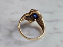 Load image into Gallery viewer, Womens Vintage Estate 10K Gold Diamond &amp; Sapphire Ring, 3.2g E7452