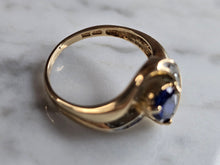 Load image into Gallery viewer, Womens Vintage Estate 10K Gold Diamond &amp; Sapphire Ring, 3.2g E7452