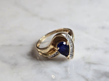 Load image into Gallery viewer, Womens Vintage Estate 10K Gold Diamond &amp; Sapphire Ring, 3.2g E7452