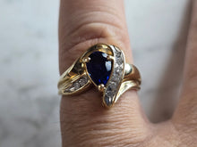 Load image into Gallery viewer, Womens Vintage Estate 10K Gold Diamond &amp; Sapphire Ring, 3.2g E7452
