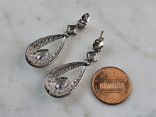 Load image into Gallery viewer, Womens Estate Sterling Silver CZ Earrings 7.5g E7463