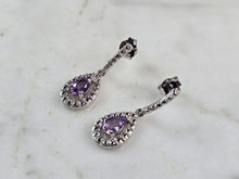 Load image into Gallery viewer, Womens Estate Sterling Silver Amethyst Earrings 2.6g E7470