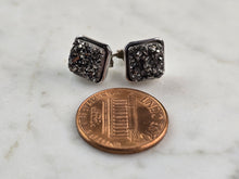 Load image into Gallery viewer, Womens Vintage Estate Sterling Silver Druzy Stud Earrings 2.6g E7474