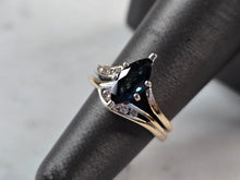 Load image into Gallery viewer, Womens Vintage Estate 14K Yellow &amp; White Gold Sapphire Diamond Ring 4.7g E747