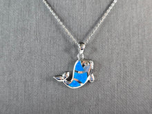 Load image into Gallery viewer, Womens Sterling Silver Blue Opal Fish Pendant Necklace 6.4g E7480