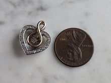 Load image into Gallery viewer, Womens Vintage Sterling Silver 10k Rose Gold Diamond Heart Pendant 2.0g E7485