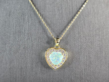 Load image into Gallery viewer, Womens Sterling Silver Gold Tone Opal Heart Pendant Necklace 5.8g E7487