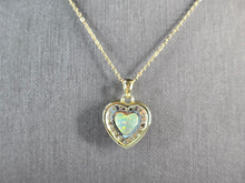 Load image into Gallery viewer, Womens Sterling Silver Gold Tone Opal Heart Pendant Necklace 5.8g E7487