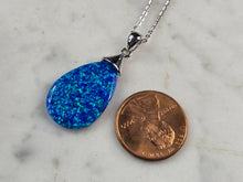 Load image into Gallery viewer, Womens Sterling Silver Blue Opal Modernist Pendant Necklace 5.3g E7491