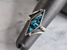 Load image into Gallery viewer, Womens Vintage Estate Sterling Silver Modernist Turquoise Ring 3.4g E7492