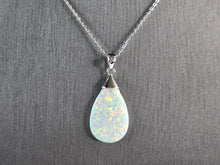 Load image into Gallery viewer, Womens Sterling Silver Opal Modernist Pendant Necklace 5.3g E7493