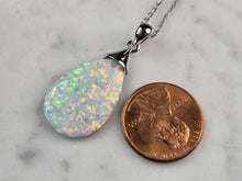 Load image into Gallery viewer, Womens Sterling Silver Opal Modernist Pendant Necklace 5.3g E7493