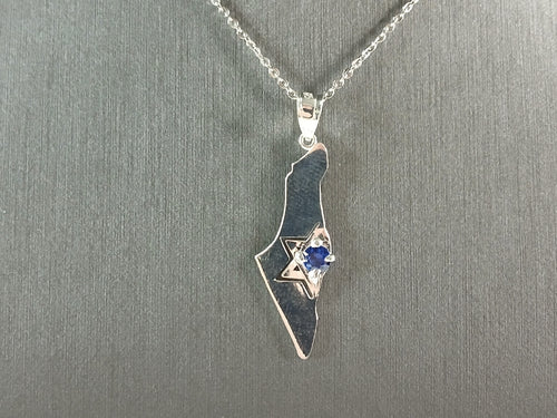 Sterling Silver Jewish Judaica Star of David Israel Pendant Necklace 3.3g E7496