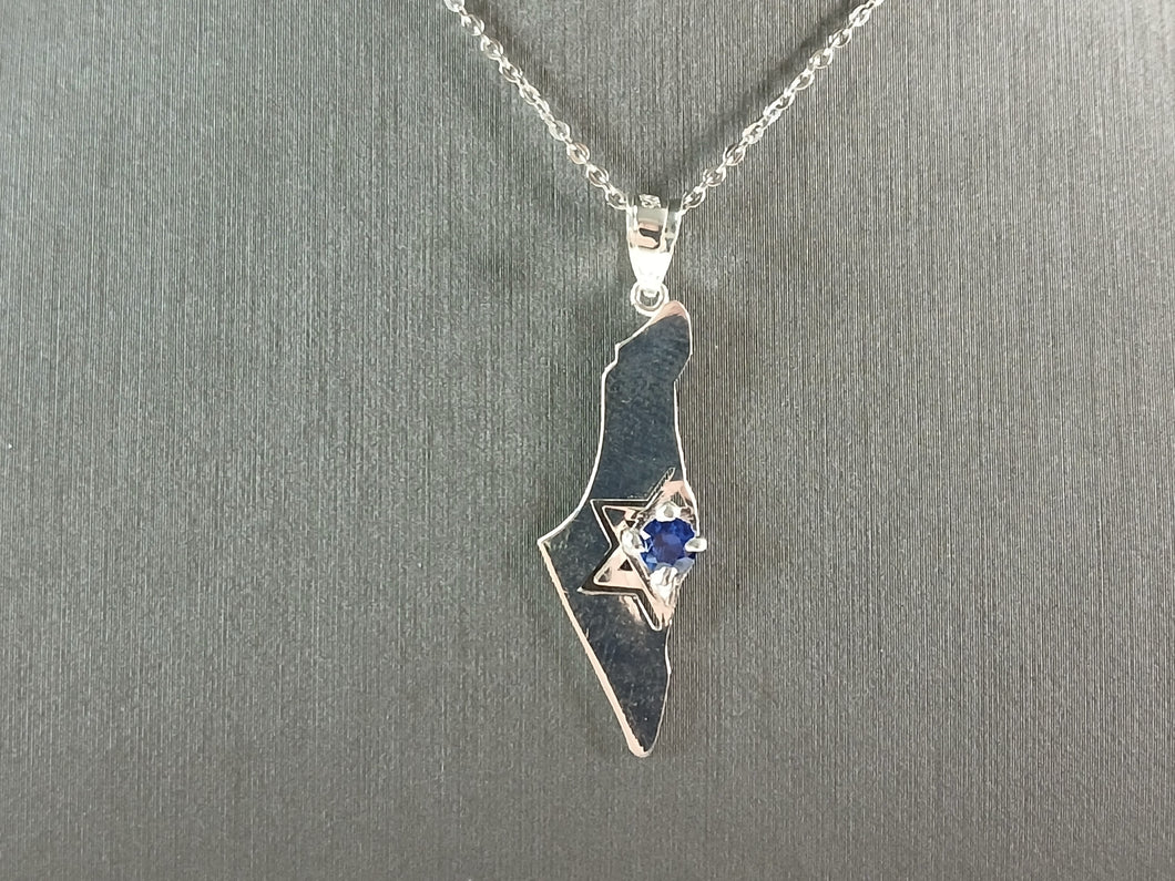 Sterling Silver Jewish Judaica Star of David Israel Pendant Necklace 3.3g E7496