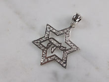 Load image into Gallery viewer, Sterling Silver Jewish Judaica Star of David Chai Pendant Necklace, 2.6g E7499