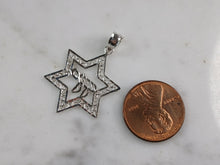 Load image into Gallery viewer, Sterling Silver Jewish Judaica Star of David Chai Pendant Necklace, 2.6g E7499