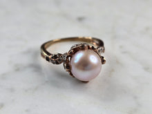 Load image into Gallery viewer, Womens Vintage Estate Sterling Silver Rose Gold Tone Faux Pearl Ring 4.5g E7504