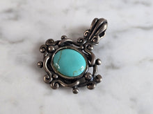 Load image into Gallery viewer, Womens Vintage Estate Sterling Silver Turquoise Pendant 5.9g E7517