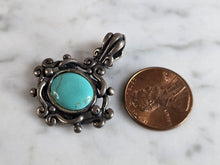 Load image into Gallery viewer, Womens Vintage Estate Sterling Silver Turquoise Pendant 5.9g E7517