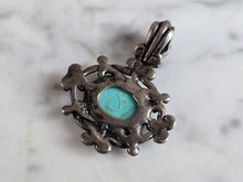 Load image into Gallery viewer, Womens Vintage Estate Sterling Silver Turquoise Pendant 5.9g E7517