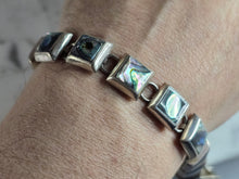 Load image into Gallery viewer, Womens Vintage Estate Sterling Silver Abalone Bracelet 36.6g E7523