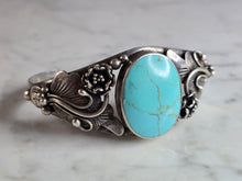 Load image into Gallery viewer, Womens Vintage Estate Sterling Silver Southwestern Turquoise Cuff Bracelet 39.7g E7524