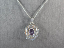 Load image into Gallery viewer, Womens Estate Sterling Silver Amethyst Topaz Pendant Necklace 6.0g E7539