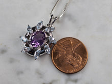 Load image into Gallery viewer, Womens Estate Sterling Silver Amethyst Topaz Pendant Necklace 6.0g E7539