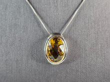 Load image into Gallery viewer, Womens Vintage Estate Sterling Silver Citrine Pendant Necklace 9.9g E7550