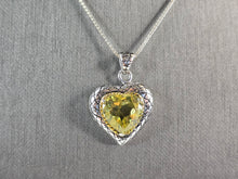 Load image into Gallery viewer, Womens Vintage Estate Sterling Silver Citrine Heart Pendant Necklace 9.1g E7551