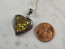 Load image into Gallery viewer, Womens Vintage Estate Sterling Silver Citrine Heart Pendant Necklace 9.1g E7551
