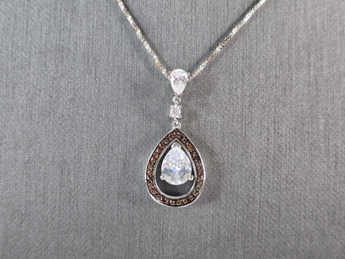 Womens Estate Sterling Silver Modernist Citrine CZ Pendant Necklace 5.5g E7563