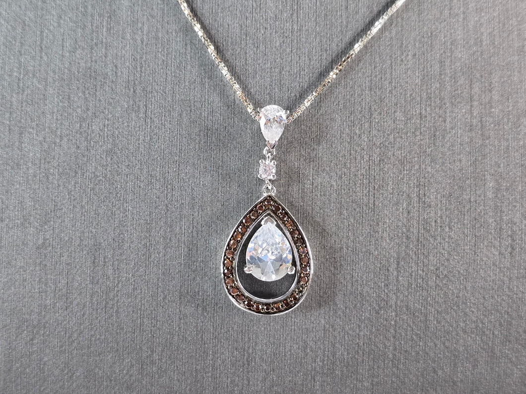 Womens Estate Sterling Silver Modernist Citrine CZ Pendant Necklace 5.5g E7563