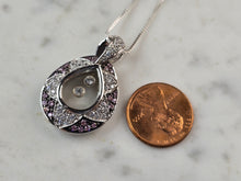 Load image into Gallery viewer, Womens Estate Sterling Silver Modernist Amethyst CZ Pendant Necklace 9.4g E7565