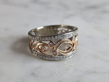 Load image into Gallery viewer, Womens Vintage Estate 14K Yellow White Gold Diamond Ring 4.4g E7567