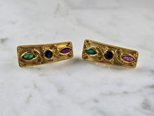 Load image into Gallery viewer, Womens 18k Gold Emerald Sapphire Necklace Bracelet Earring Set 61.1g E7569