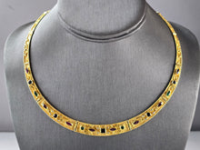 Load image into Gallery viewer, Womens 18k Gold Emerald Sapphire Necklace Bracelet Earring Set 61.1g E7569