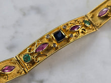 Load image into Gallery viewer, Womens 18k Gold Emerald Sapphire Necklace Bracelet Earring Set 61.1g E7569